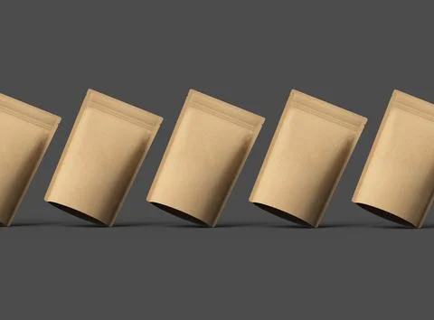 3D render for a generic, paper doy-pack with zipper on a dark background Stock Illustration