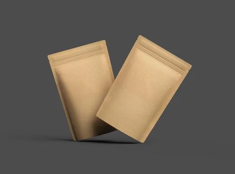 3D render for a generic, paper doy-pack with zipper on a dark background Stock Illustration