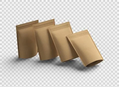 3D render of a generic paper doy-pack with zipper on a transparent background Illustrazione stock