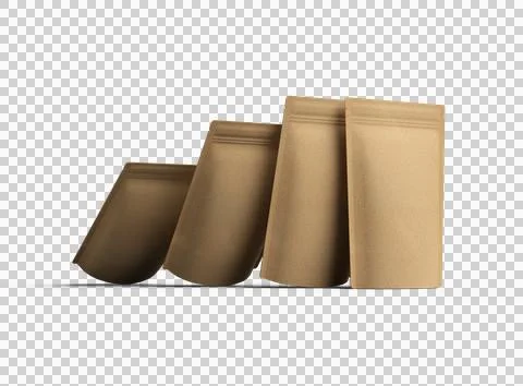 3D render of a generic paper doy-pack with zipper on a transparent background Stock Illustration
