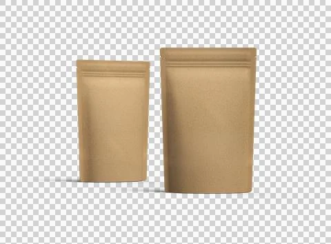 3D render of a generic paper doy-pack with zipper on a transparent background Stock Illustration