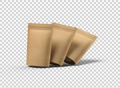 3D render of a generic paper doy-pack with zipper on a transparent background Illustrazione stock