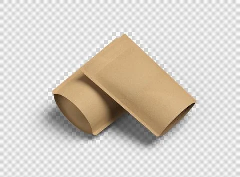 3D render of a generic paper doy-pack with zipper on a transparent background Stock Illustration