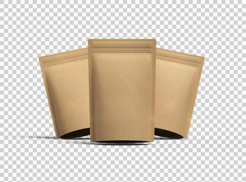 3D render of a generic paper doy-pack with zipper on a transparent background Stock Illustration