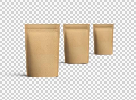 3D render of a generic paper doy-pack with zipper on a transparent background Stock Illustration