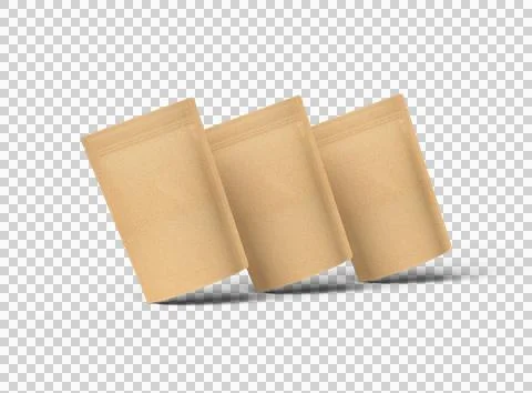 3D render of a generic paper doy-pack with zipper on a transparent background Stock Illustration