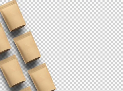 3D render of a generic paper doy-pack with zipper on a transparent background Illustrazione stock