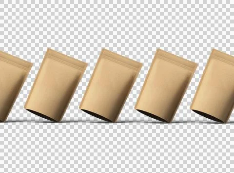 3D render of a generic paper doy-pack with zipper on a transparent background Stock Illustration