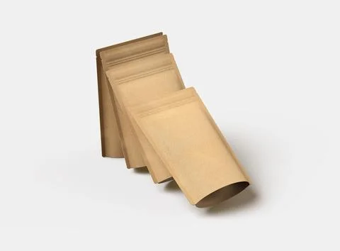 3D render for a generic, paper doy-pack with zipper on a light background Stock Illustration