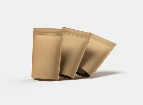 3D render for a generic, paper doy-pack with zipper on a light background Stock Illustration