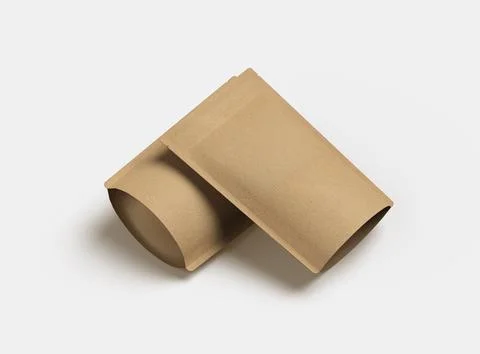 3D render for a generic, paper doy-pack with zipper on a light background Stock Illustration