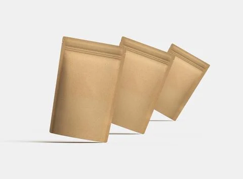 3D render for a generic, paper doy-pack with zipper on a light background Stock Illustration