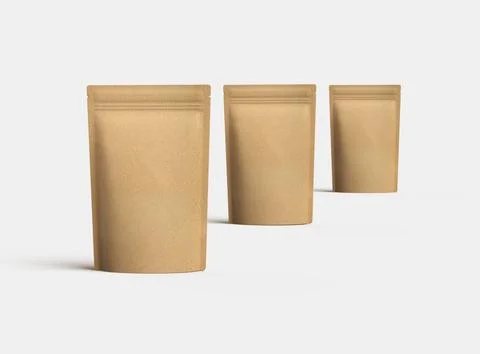 3D render for a generic, paper doy-pack with zipper on a light background Stock Illustration