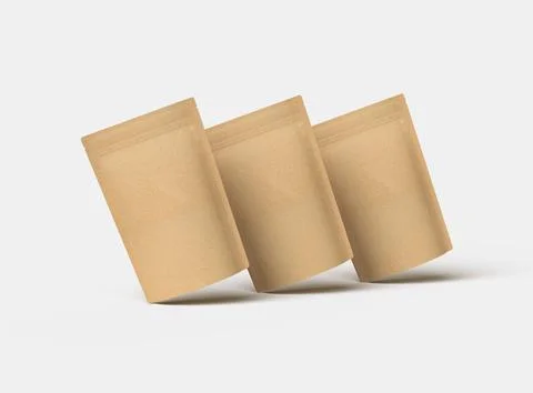 3D render for a generic, paper doy-pack with zipper on a light background Stock Illustration