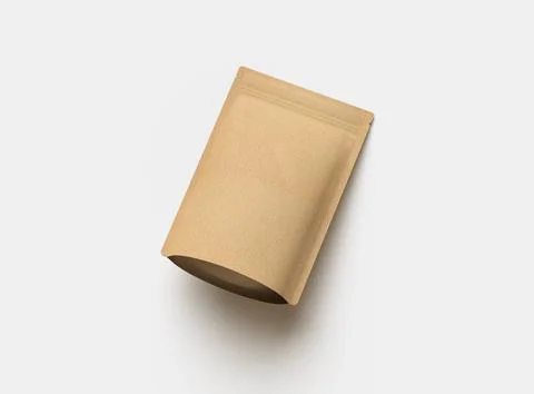 3D render for a generic, paper doy-pack with zipper on a light background Illustrazione stock