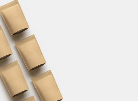 3D render for a generic, paper doy-pack with zipper on a light background Stock Illustration