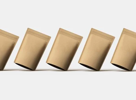 3D render for a generic, paper doy-pack with zipper on a light background Stock Illustration