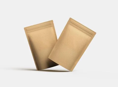 3D render for a generic, paper doy-pack with zipper on a light background Stock Illustration