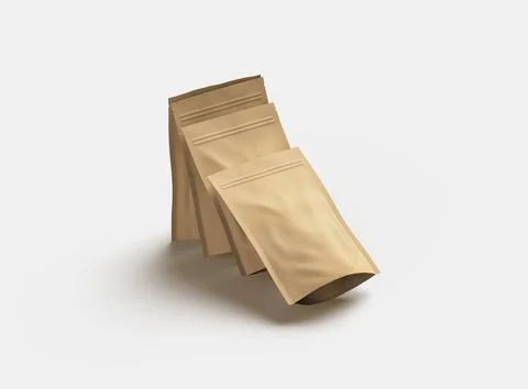 3D render of a generic paper doypack with zipper on a light background Stock Illustration
