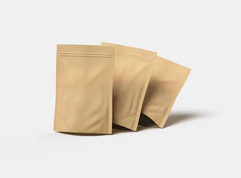 3D render of a generic paper doypack with zipper on a light background Stock Illustration