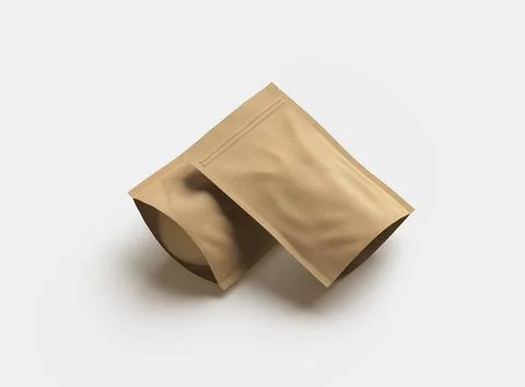 3D render of a generic paper doypack with zipper on a light background Stock Illustration