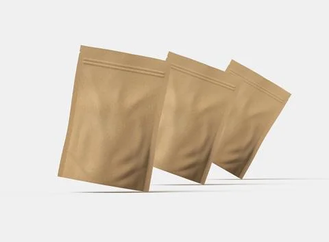 3D render of a generic paper doypack with zipper on a light background Stock Illustration