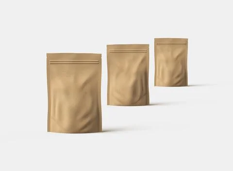 3D render of a generic paper doypack with zipper on a light background Stock Illustration