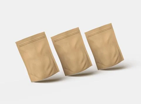 3D render of a generic paper doypack with zipper on a light background Stock Illustration