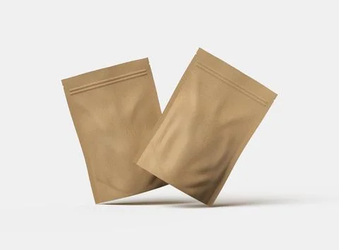 3D render of a generic paper doypack with zipper on a light background Stock Illustration