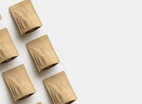 3D render of a generic paper doypack with zipper on a light background Stock Illustration