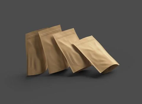 3D render of a generic paper doypack with zipper on a dark background Stock Illustration