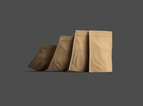 3D render of a generic paper doypack with zipper on a dark background Stock Illustration