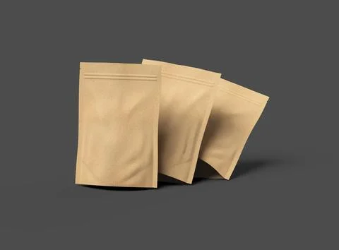 3D render of a generic paper doypack with zipper on a dark background Illustrazione stock