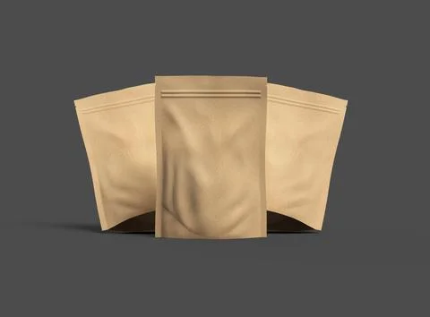 3D render of a generic paper doypack with zipper on a dark background Stock Illustration