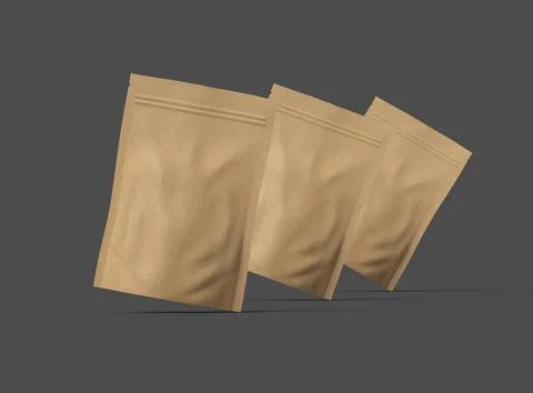 3D render of a generic paper doypack with zipper on a dark background Stock Illustration