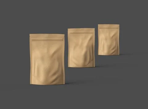 3D render of a generic paper doypack with zipper on a dark background Stock Illustration