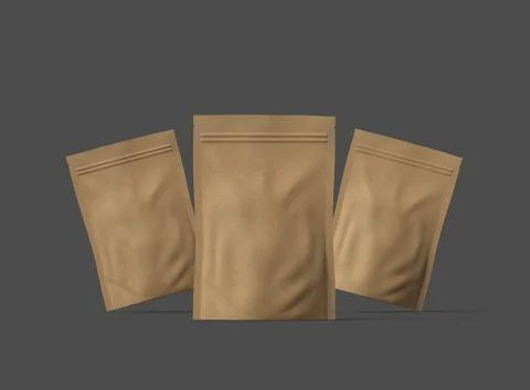 3D render of a generic paper doypack with zipper on a dark background Stock Illustration