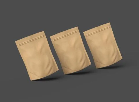 3D render of a generic paper doypack with zipper on a dark background Illustrazione stock