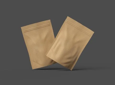 3D render of a generic paper doypack with zipper on a dark background Stock Illustration