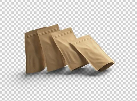 3D render of a generic paper doypack with zipper on a transparent background Stock Illustration