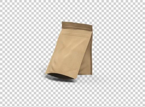 3D render of a generic paper doypack with zipper on a transparent background Stock Illustration