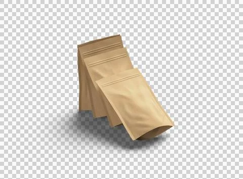 3D render of a generic paper doypack with zipper on a transparent background Stock Illustration