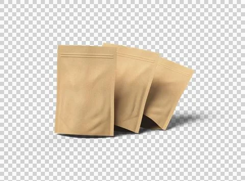3D render of a generic paper doypack with zipper on a transparent background Stock Illustration