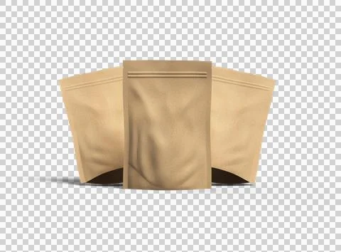3D render of a generic paper doypack with zipper on a transparent background Stock Illustration