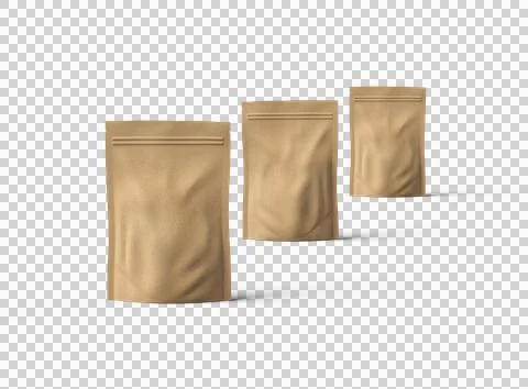 3D render of a generic paper doypack with zipper on a transparent background Stock Illustration
