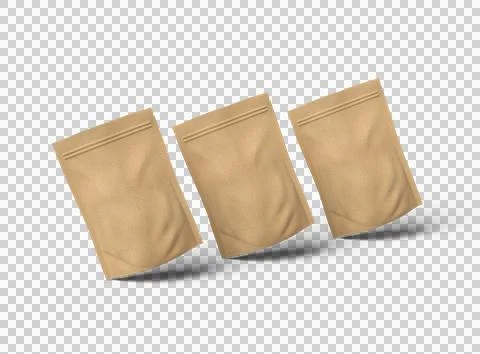 3D render of a generic paper doypack with zipper on a transparent background Stock Illustration