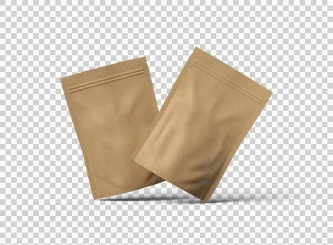 3D render of a generic paper doypack with zipper on a transparent background Stock Illustration