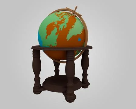 3d render of Geographical globe of planet Standing Earth Illustrazione stock