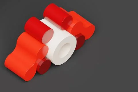 3d render geometric background. Abstract  colorful glowing cylinders.  mockup Stock Illustration