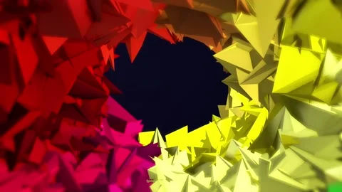 3d Render Geometric Background Animation with Colorful Swirling Triangle Design Stock Footage 137631238